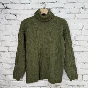 L.L. Bean Women’s Green Wool Fisherman Turtleneck Sweater Size‎ M